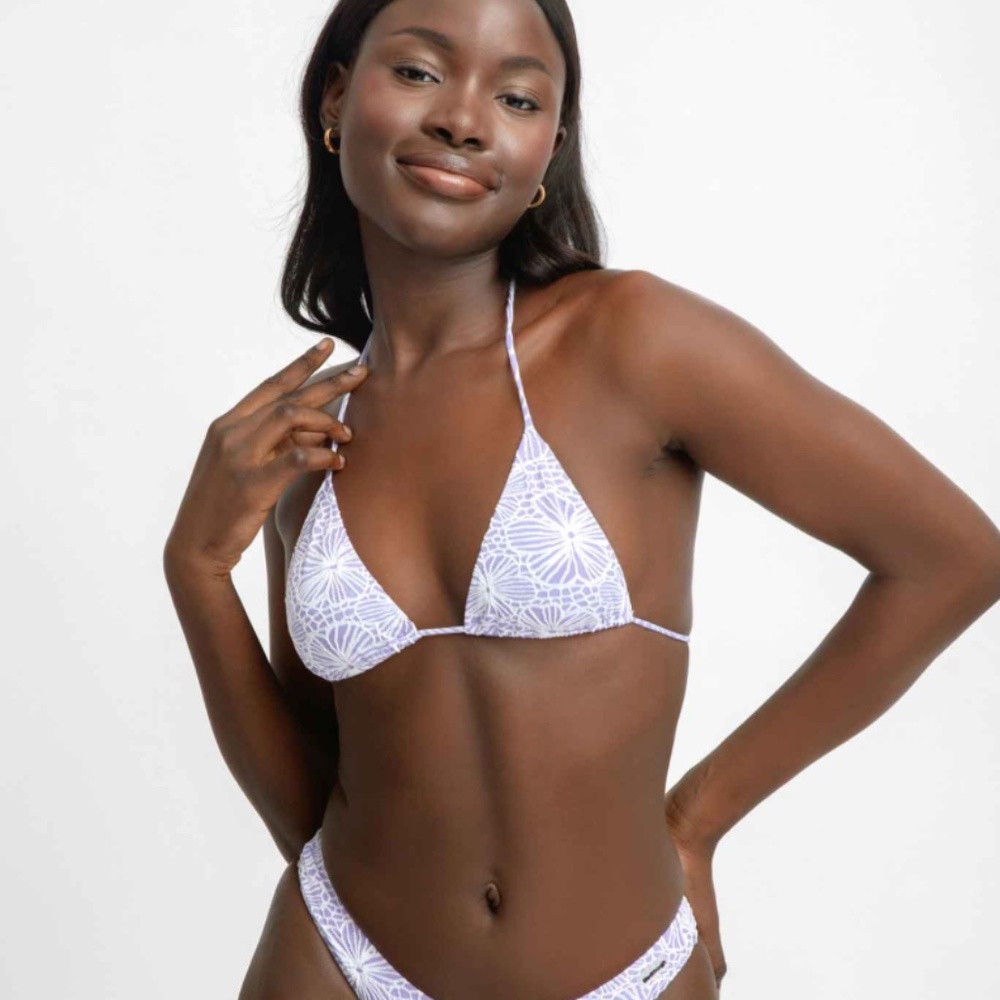 Blackbough White & Lavender Floral Triangle Bikini Top